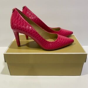 Michael Kors Hot Pink Faux Snake Skin Leather Heels